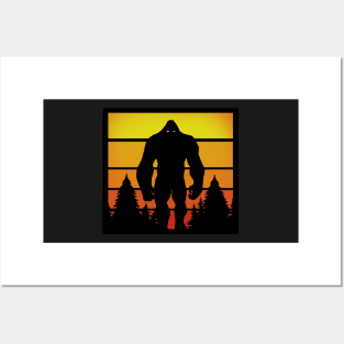 Retro bigfoot silhouette vintage Posters and Art